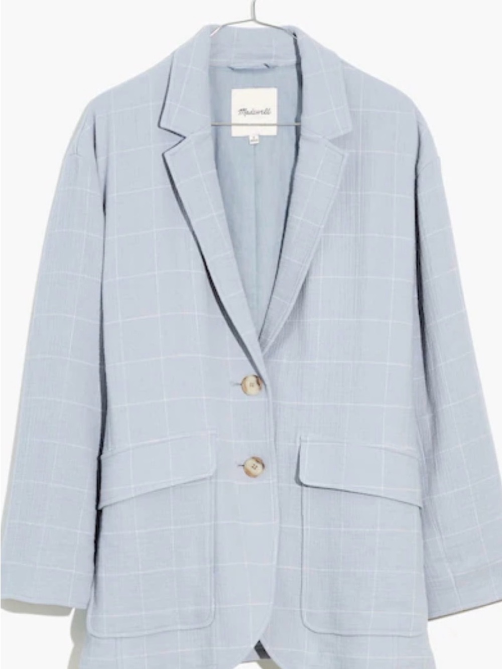 Madewell Light Gray blue linen blendTextured Shirt Jacket satchet Large oversize